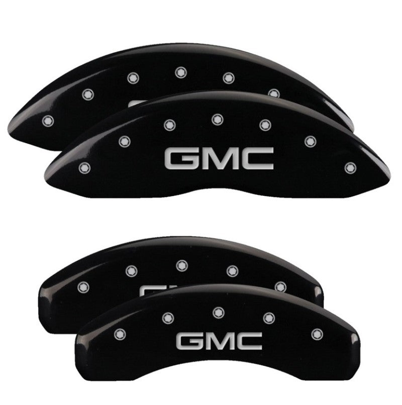 MGP 21-22 GMC Yukon/XL Set of 4 Caliper Covers Engraved Front & Rear GMC Black w/ Silver Characters MGP