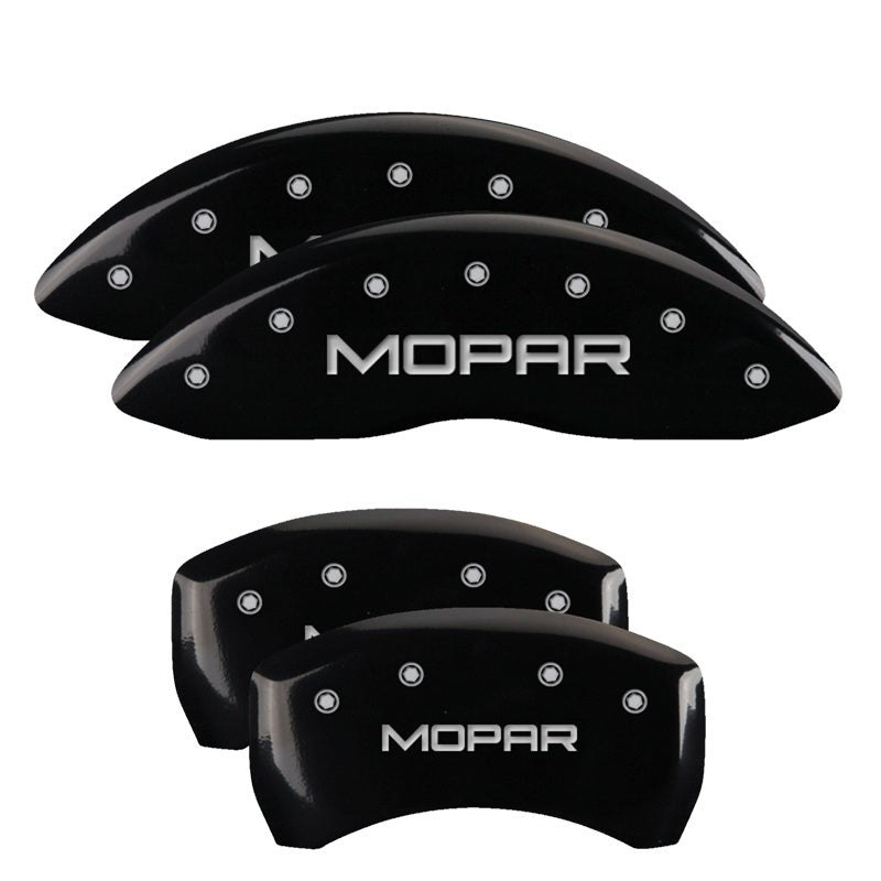 MGP 4 Caliper Covers Engraved Front & Rear With out stripes/Dodge Black finish silver ch MGP