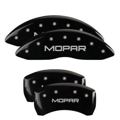 MGP 4 Caliper Covers Engraved Front & Rear Style 1/Chrysler Wing Black finish silver ch MGP