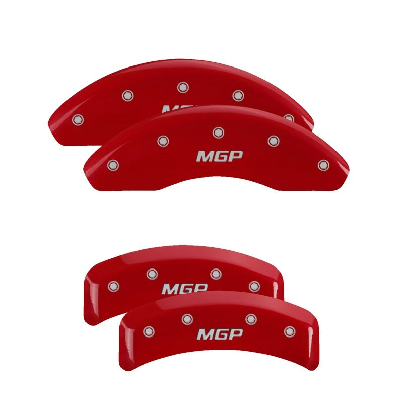 MGP 4 Caliper Covers Engraved Front & Rear MGP Red finish silver ch - eliteracefab.com