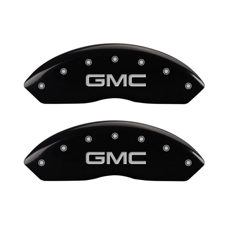 MGP 4 Caliper Covers Engraved Front & Rear GMC Black finish silver ch MGP