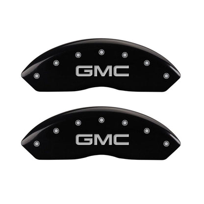 MGP 4 Caliper Covers Engraved Front & Rear GMC Black finish silver ch MGP