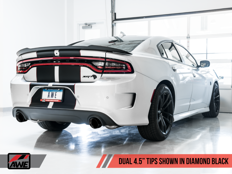 AWE Tuning 2015+ Dodge Charger 6.4L/6.2L Non-Resonated Touring Edition Exhaust - Diamond Blk Tips AWE Tuning