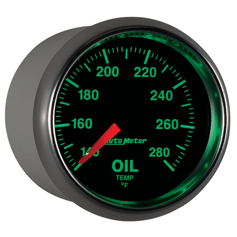 Autometer GS Series 2-1/16in Oil Temperature Gauge 140-280 Degrees Electric Full Sweep 3856