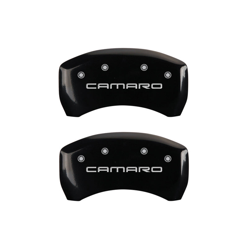 MGP 4 Caliper Covers Engraved Front & Rear Gen 4/Camaro Black finish silver ch MGP