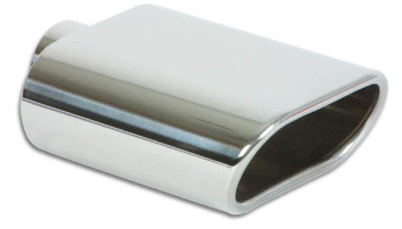 Vibrant 5.5in x 3in Oval SS Exhaust Tip (Single Wall Angle Cut Rolled Edge) - eliteracefab.com