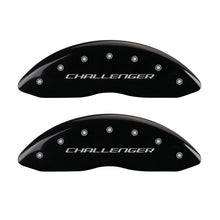 Load image into Gallery viewer, MGP 4 Caliper Covers Engraved Front &amp; Rear Block/Challenger Black finish silver ch MGP