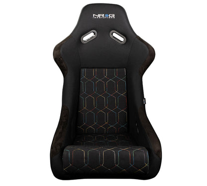 NRG FRP Bucket Seat (Black w/ Multi Color Geometric Pattern) - Large - FRP-300-MGEO-BK