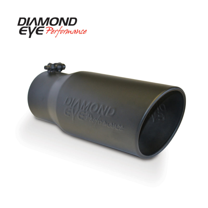 DIAMOND EYE ANGLE CUT | ROLLED EDGE | BOLT ON | BLACK POWDERCOAT EXHAUST TIP - eliteracefab.com