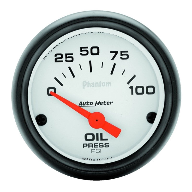 AutoMeter GAUGE; OIL PRESSURE; 2 1/16in.; 100PSI; ELECTRIC; PHANTOM - eliteracefab.com