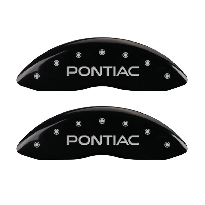 MGP 4 Caliper Covers Engraved Front & Rear Pontiac Black Finish Silver Char 2008 Pontiac G8 MGP