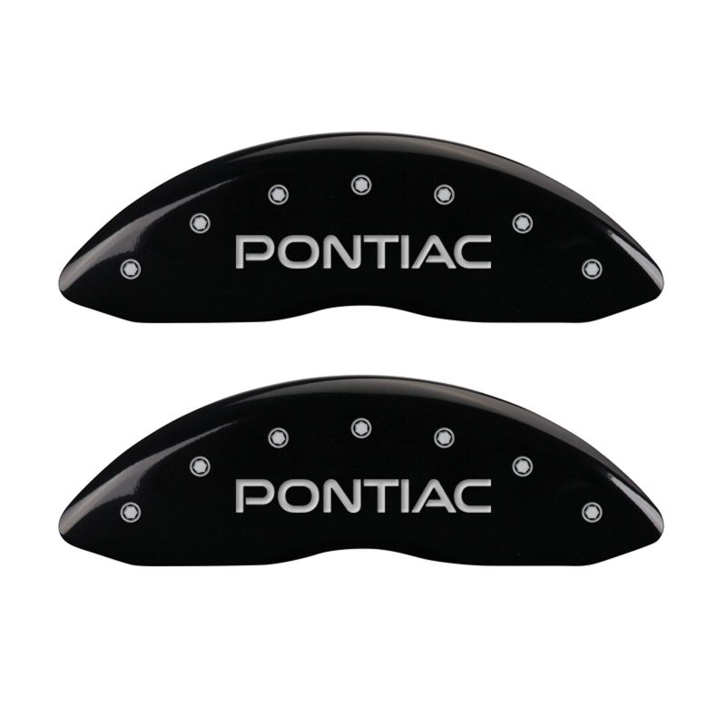 MGP 4 Caliper Covers Engraved Front & Rear Pontiac Black Finish Silver Char 2004 Pontiac GTO MGP