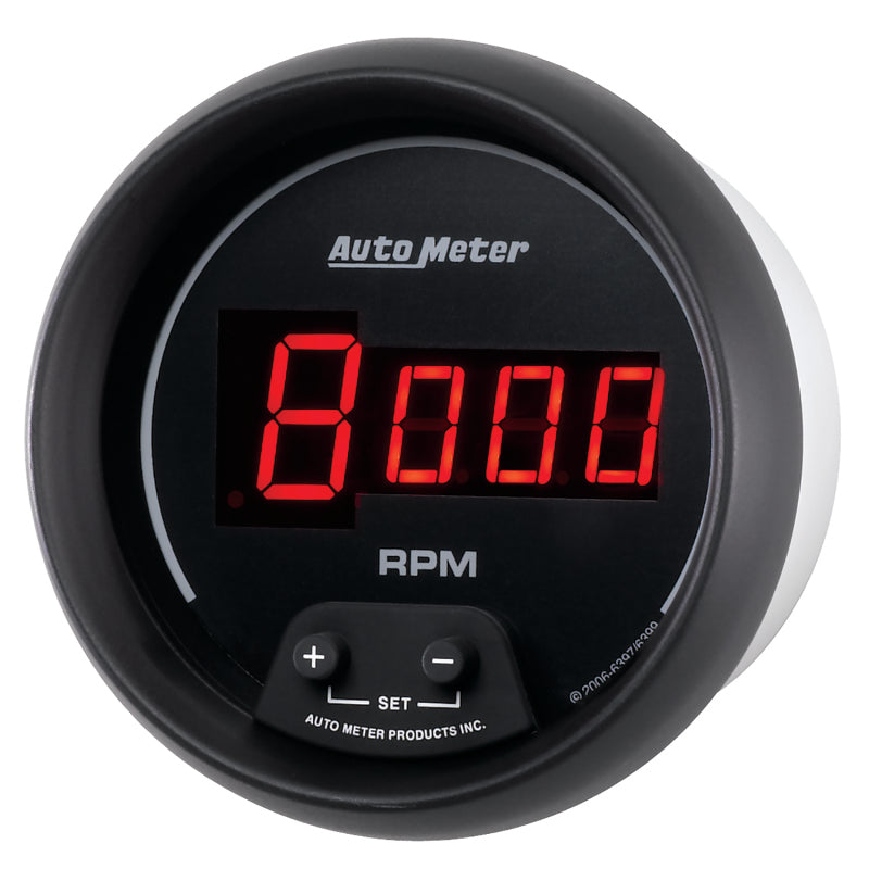 AutoMeter Gauge Tach 3-3/8in. 10K RPM In-Dash Digital Black Dial W/ Red Led 6397