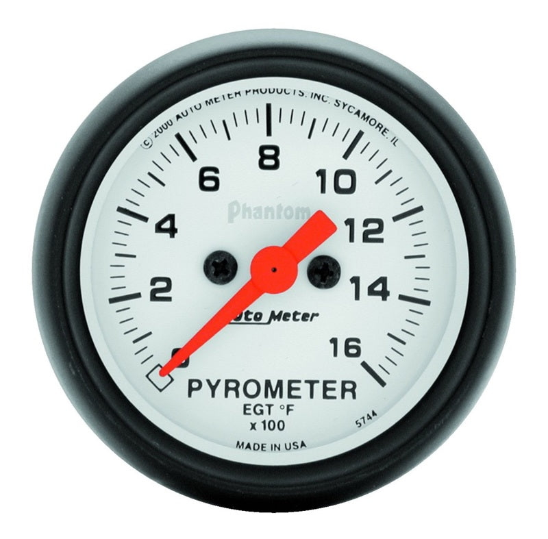 AutoMeter GAUGE; PYROMETER (EGT); 2 1/16in.; 1600deg.F; DIGITAL STEPPER MOTOR; PHANTOM - eliteracefab.com