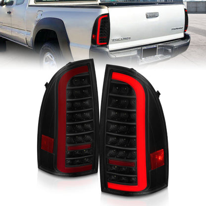 ANZO TOYOTA TACOMA 05-15 FULL LED BAR STYLE TAIL LIGHTS BLACK SMOKE LENS W/ SEQUENTIAL SIGNAL - 311428