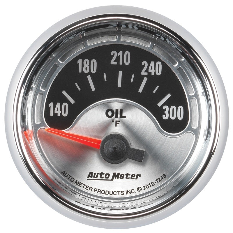 Autometer American Muscle 2-1/16in Short Sweep Electric 140-300 Deg F Oil Temp Gauge 1248