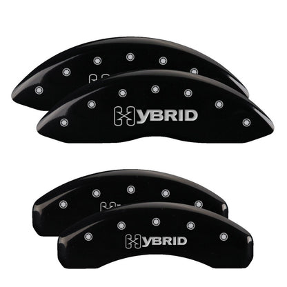 MGP 4 Caliper Covers Engraved Front & Rear GM Style/Hybrid Black finish silver ch MGP