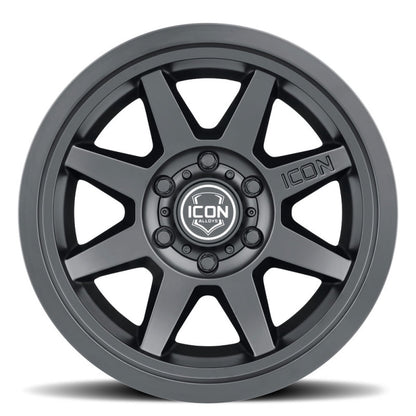 ICON Rebound 17x8.5 6x5.5 0mm Offset 4.75in BS 106.1mm Bore Satin Black Wheel ICON