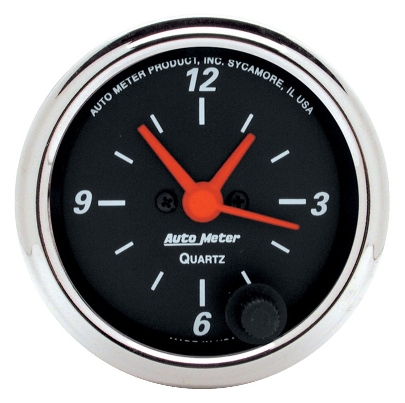 Autometer Designer Black 2-1/16in Analog 12 Hour Clock 1484