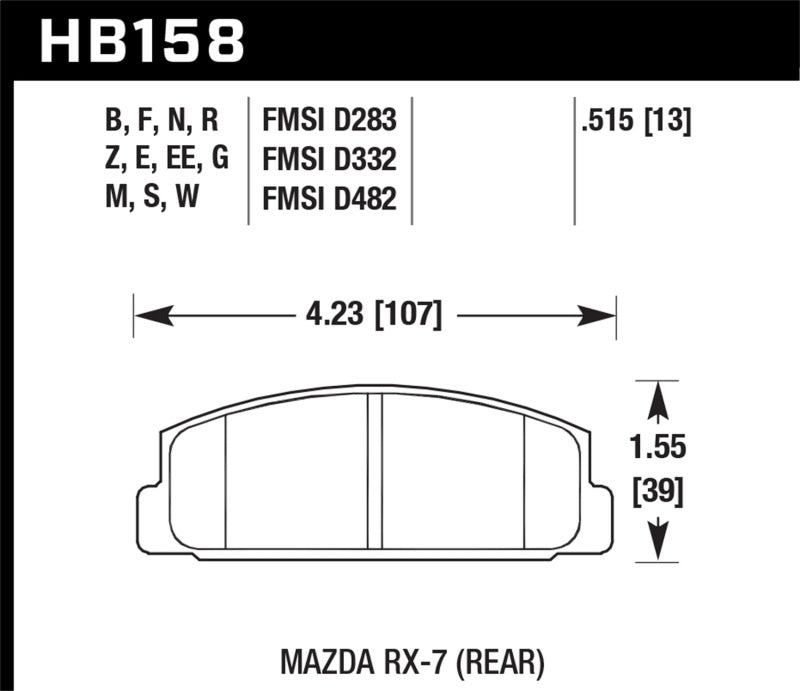 Hawk 2003-2005 Mazda 6 HPS 5.0 Rear Brake Pads - eliteracefab.com