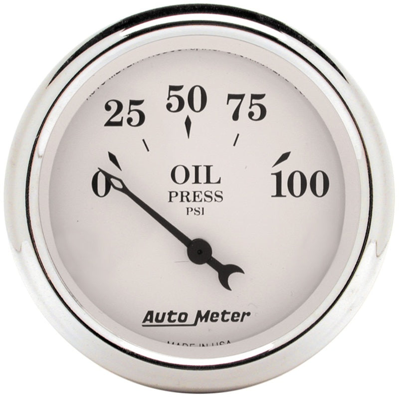 Auto Meter 2-1/16in 100PSI Electronic Oil Pressure Old Tyme White Gauge 1628