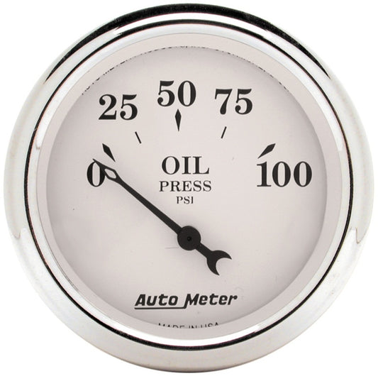 Auto Meter 2-1/16in 100PSI Electronic Oil Pressure Old Tyme White Gauge 1628
