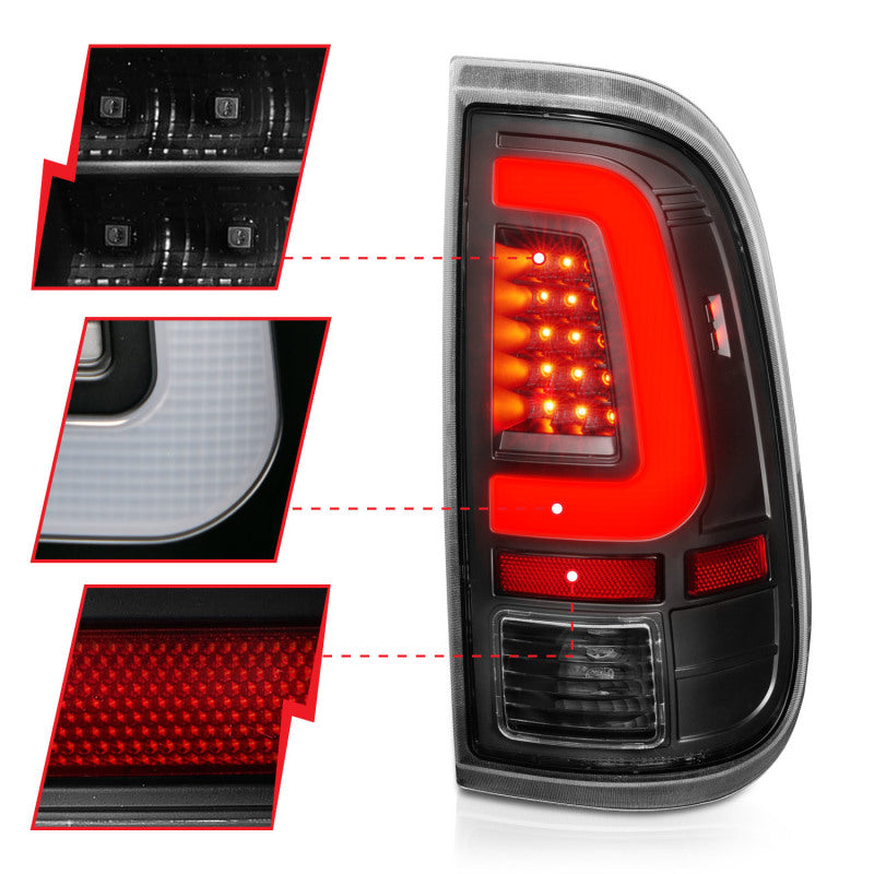 ANZO 2008-2016 Ford F-250 LED Taillights Black Housing Clear Lens (Pair) - eliteracefab.com