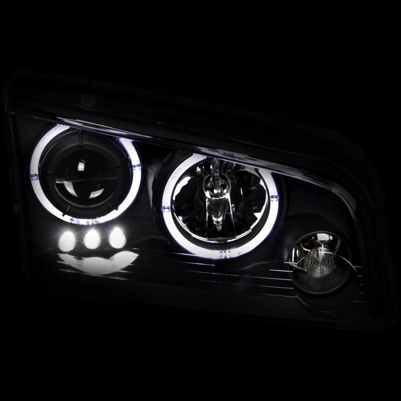 ANZO USA Dodge Charger Projector Headlights W/ Halo Black; 2006-2010 - eliteracefab.com