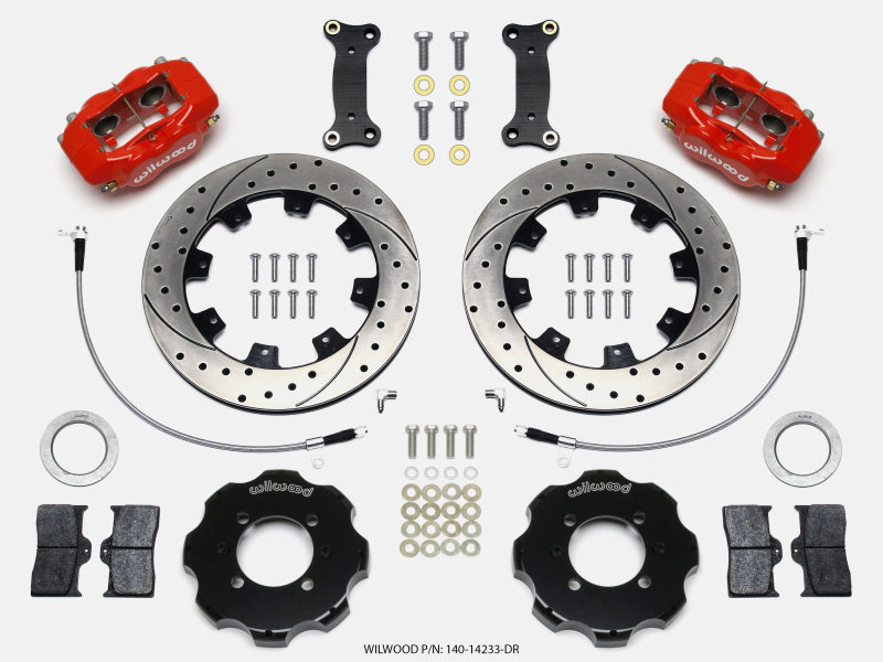 Wilwood Forged Dynalite Front Hat Kit 12.19in Drilled Red 2016-Up Mazda MX5 Miata w/ Lines Wilwood