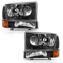 Load image into Gallery viewer, ANZO 2000-2004 Ford Excursion Crystal Headlight w/ Corner Light Black Amber (w/o Bulb) - eliteracefab.com