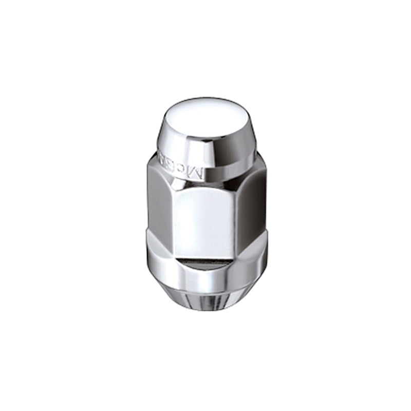 McGard Hex Lug Nut (Cone Seat Bulge Style) M12X1.5 / 3/4 Hex / 1.45in. Length (4-Pack) - Chrome - eliteracefab.com