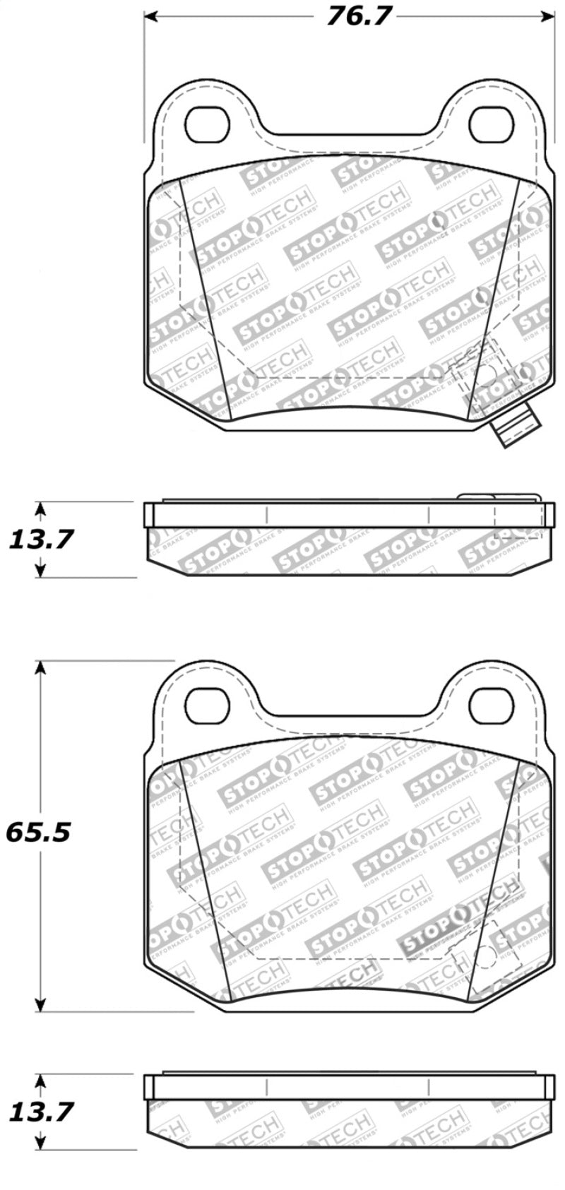 StopTech Street Touring ST-22 2-Piston Rear Caliper Brake Pads - eliteracefab.com