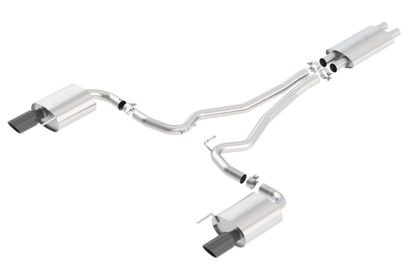 Borla Touring Cat-Back 15 Ford Mustang GT 5.0L V8 MT/AT 2.5in pipe Black 4in tip - eliteracefab.com