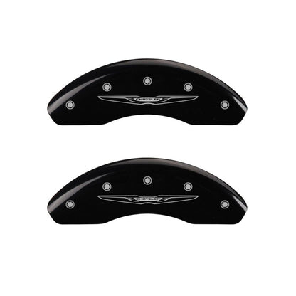 MGP 4 Caliper Covers Engraved Front & Rear Style 2/Chrysler Wing Black finish silver ch MGP