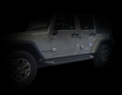 DV8 Offroad 07-18 Jeep Wrangler JK Plated Steel Rock Slider Steps - Matte Black (4 Door Only)
