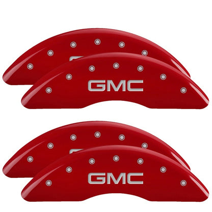 MGP 4 Caliper Covers Engraved Front & Rear Style 1/Chrysler Wing Red finish silver ch MGP