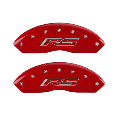 MGP 4 Caliper Covers Engraved Front & Rear Gen 5/RS Red finish silver ch - eliteracefab.com