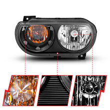 Load image into Gallery viewer, ANZO 2008-2014 Dodge Challenger Crystal Headlights Black - eliteracefab.com