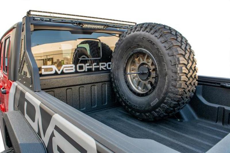 DV8 Offroad 2019+ Jeep Gladiator Universal Stand Up In-Bed Tire Carrier - eliteracefab.com