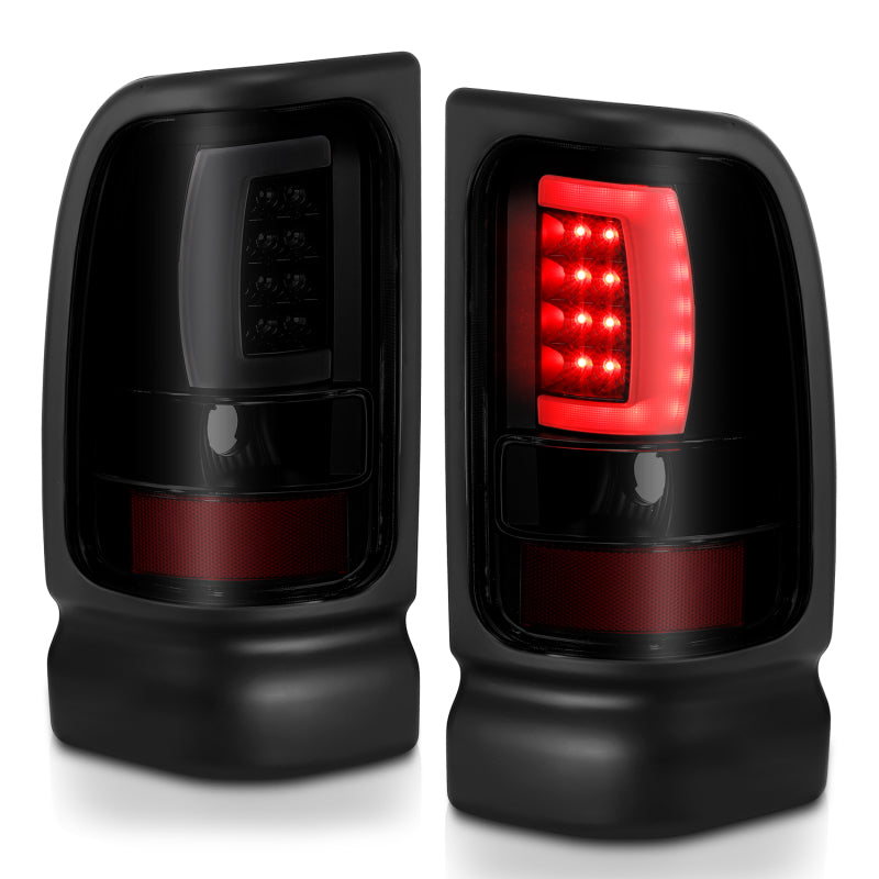 ANZO 1994-2001 Dodge Ram 1500 LED Taillights Plank Style Black w/Smoke Lens - eliteracefab.com