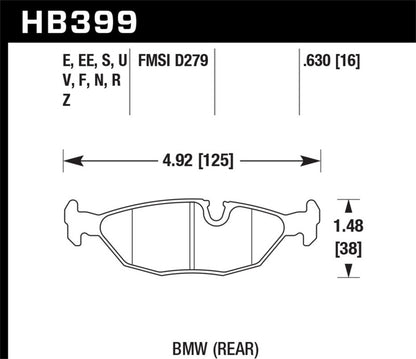 Hawk 84-4/91 BMW 325 (E30)Blue 9012 Rear Race Pads (NOT FOR STREET USE) - eliteracefab.com