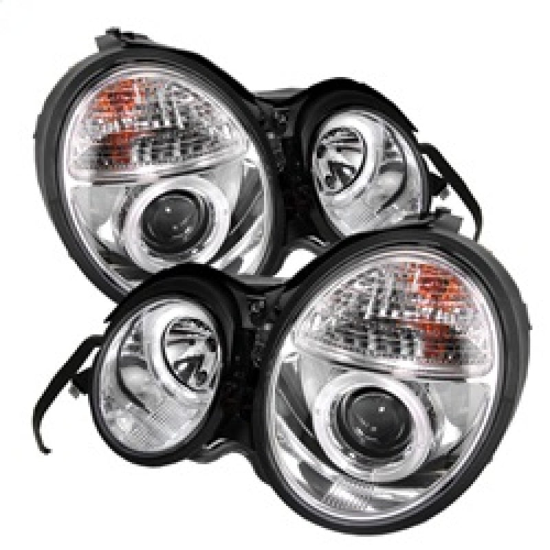 Spyder Mercedes Benz E-Class 95-99 Projector Headlights LED Halo Chrm PRO-YD-MBW21095-HL-C - eliteracefab.com