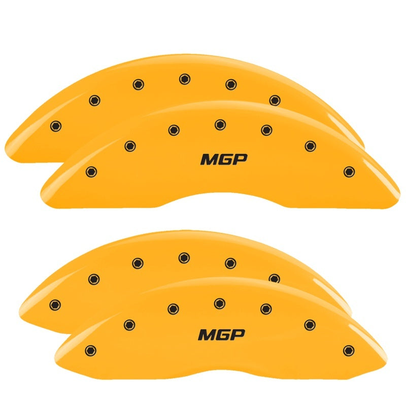 MGP 4 Caliper Covers Engraved Front & Rear MGP Yellow Finish Black Char 2010 Dodge Ram 2500 MGP