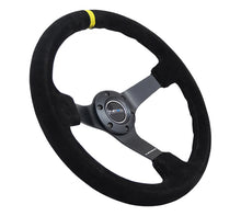 Load image into Gallery viewer, NRG Reinforced Steering Wheel (350mm / 3in. Deep) Blk Suede/X-Stitch w/5mm Blk Spoke &amp; Yellow CM.