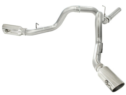 aFe MachForce XP Exhaust 4inch DP-Back All SS 2011-14 GM Diesel Trucks V8-6.6L LML Polished aFe