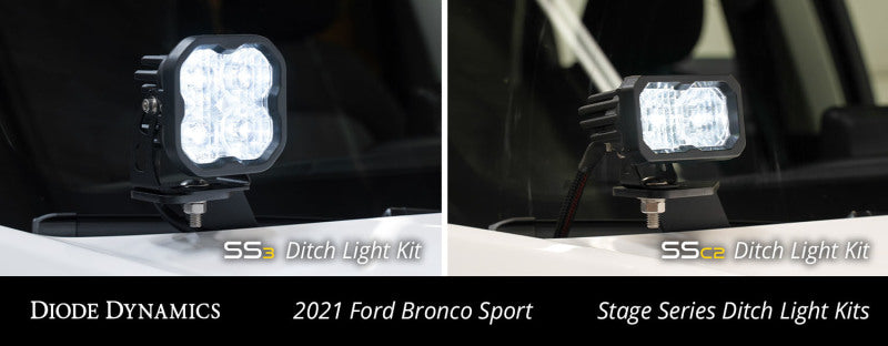 Diode Dynamics 2021 Ford Bronco SS3 LED Ditch Light Kit Sport White Combo