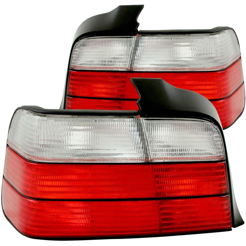 ANZO USA Bmw 3 Series E36 4dr Taillights Red/Clear; 1992-1998 - eliteracefab.com