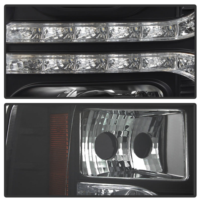 Spyder Chevy Silverado 1500 07-13 V2 Projector Headlights - LED DRL - Black PRO-YD-CS07V2-DRL-BK - eliteracefab.com