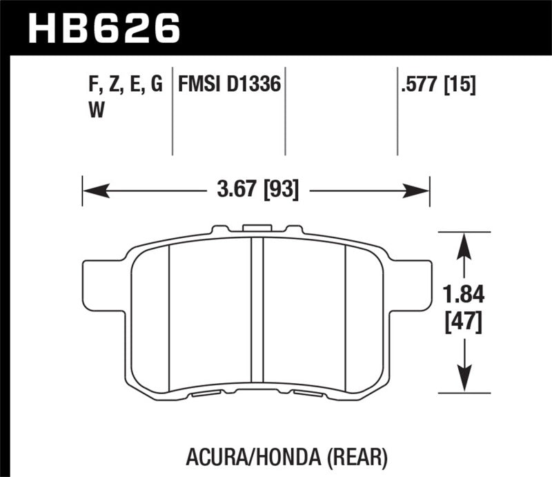 Hawk Performance HPS 5.0 Rear Brake Pads - HB626B.577 Hawk Performance