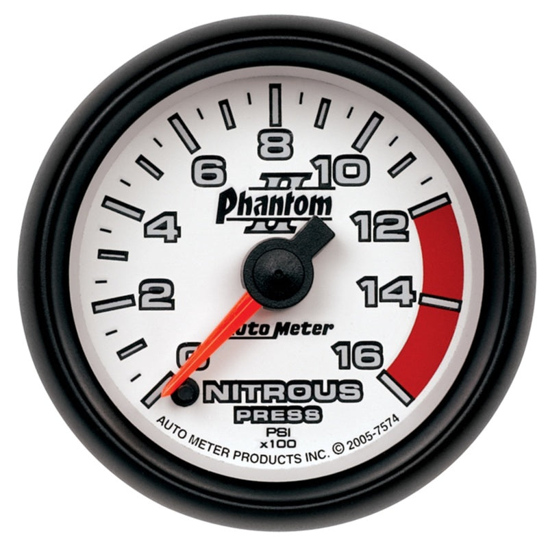 Autometer Phantom II 2-1/16in 0-1600 PSI Electrical Nitrous Pressure Gauge 7574